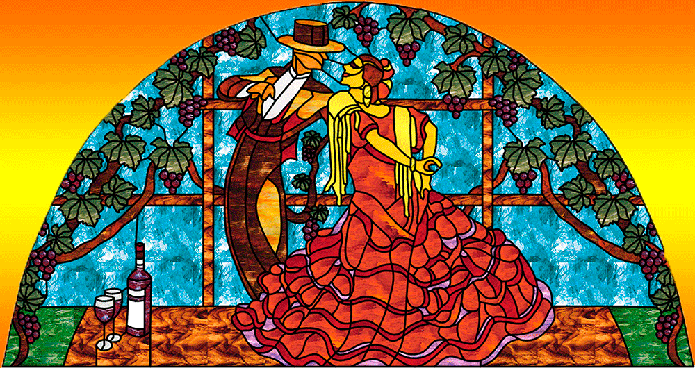Stained Glass Flamenco Dancers Banner